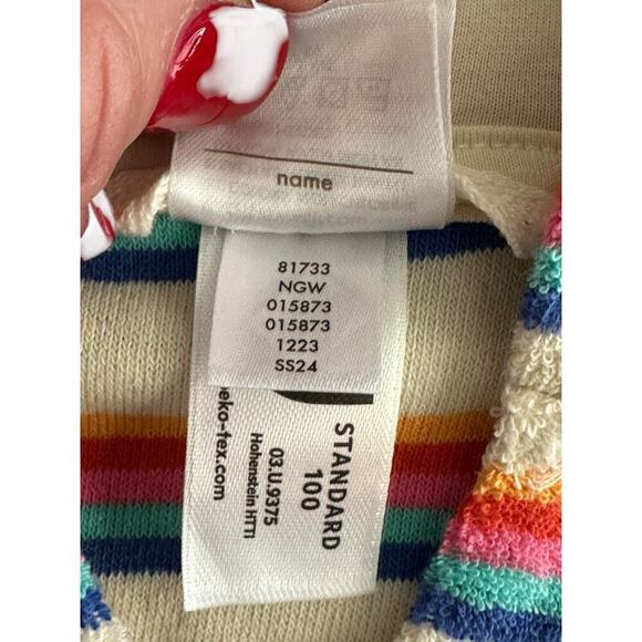 Hanna Andersson Women's Stripes Ecru Loop Terry Towel Hoodie Size Large - Picture 6 of 7